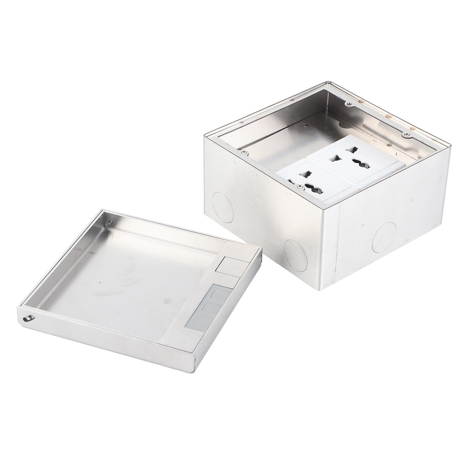 Embedded Socket Box Stainless Steel Dual Outlets Universal Desktop Floor Power Socket AC250V 4000W 