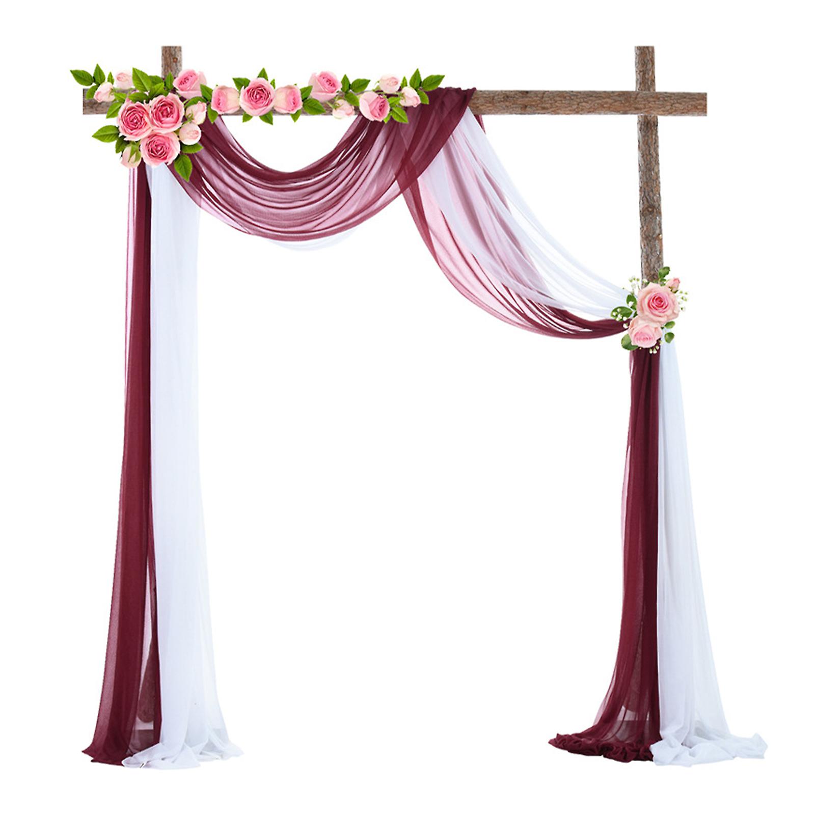 Sheer Fabric Wedding Arch Backdrop for Ceremony Decor