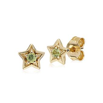 Classic Single Stone Round Peridot Star Stud Earrings in...