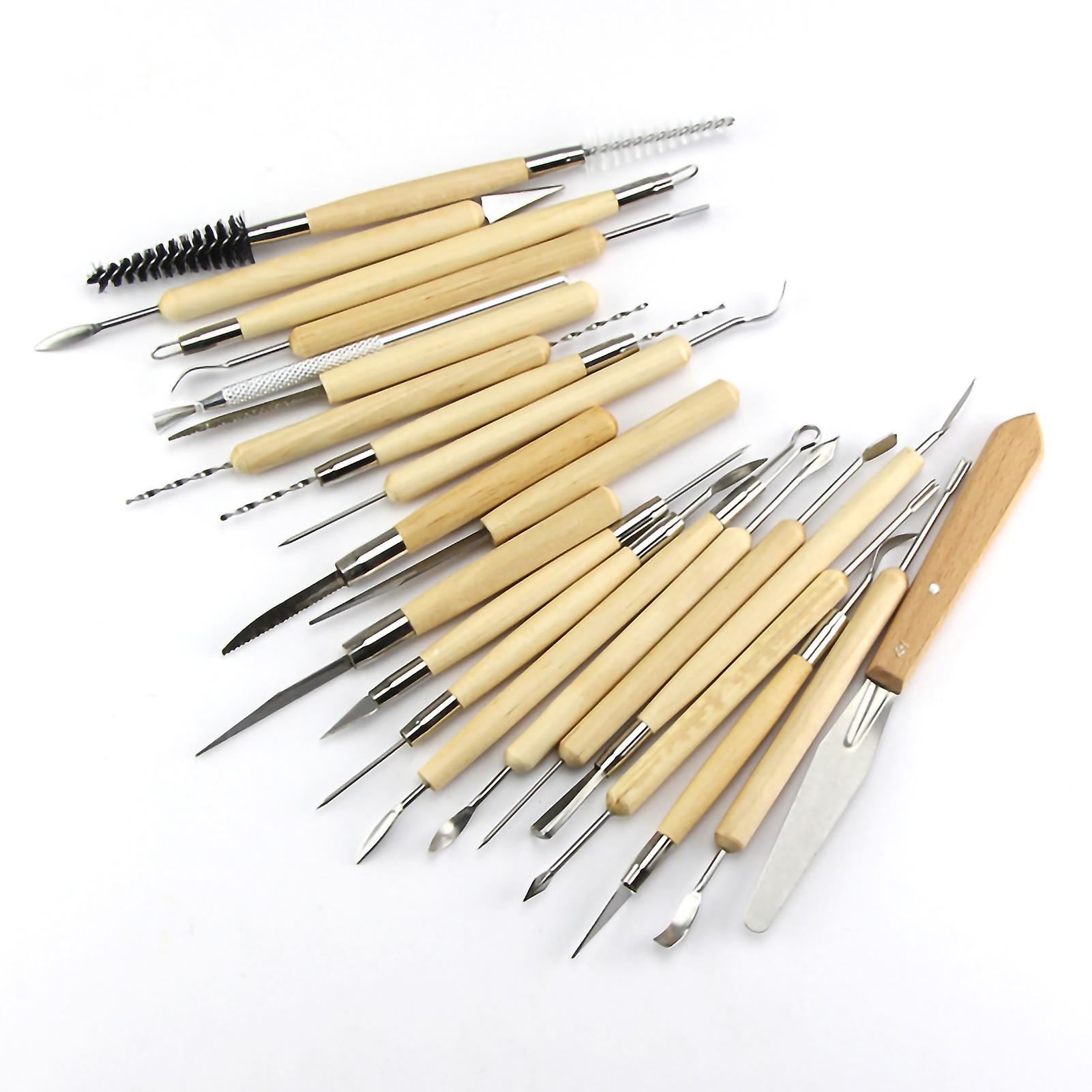 Clay Modeling Kit 22pcs Clay Sculpting Tools Kit Lightweight Incisive Hardwood Handles Metal Clay Carving Tools for Ceramics