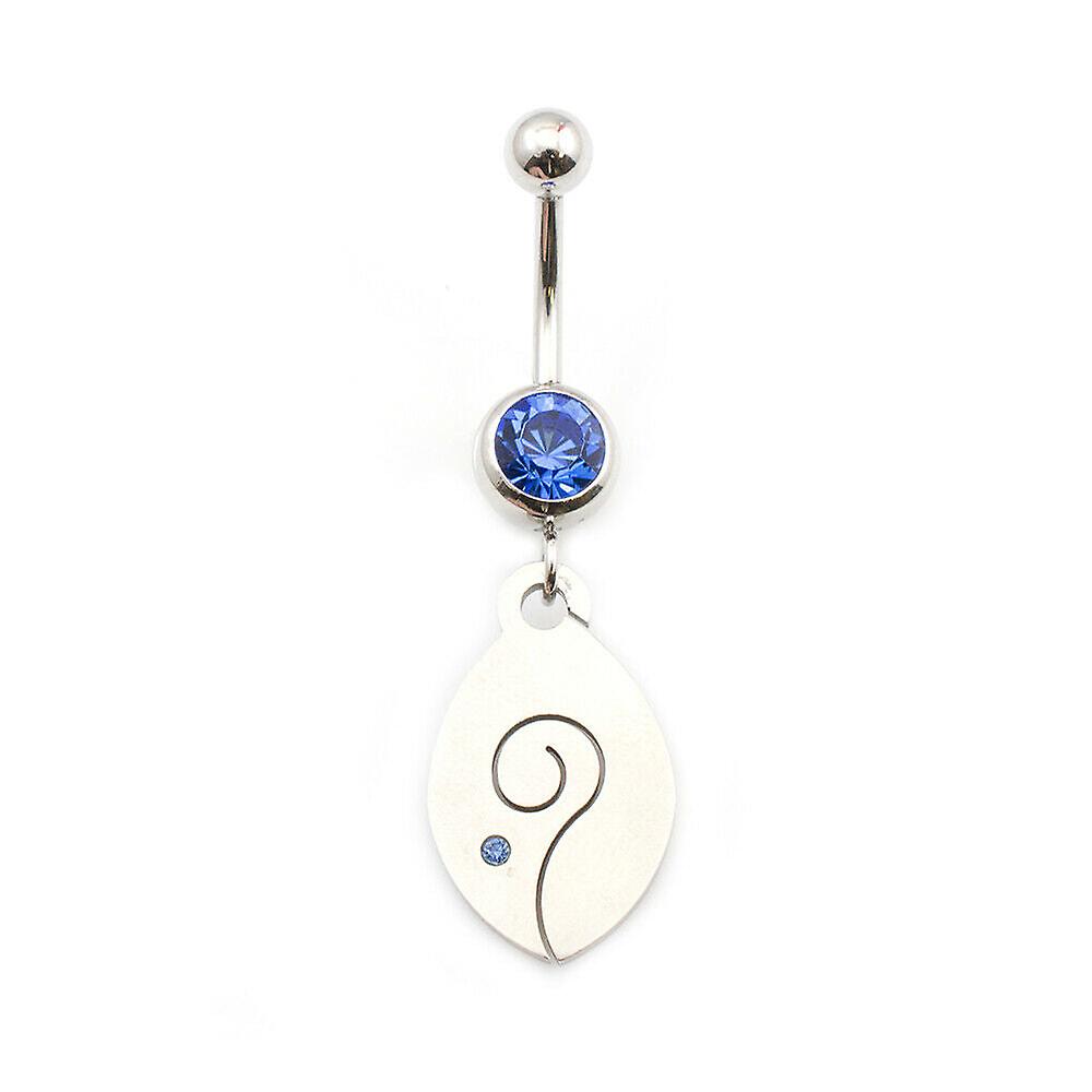 Belly button ring with spiral and cubic zirconia stone 14g