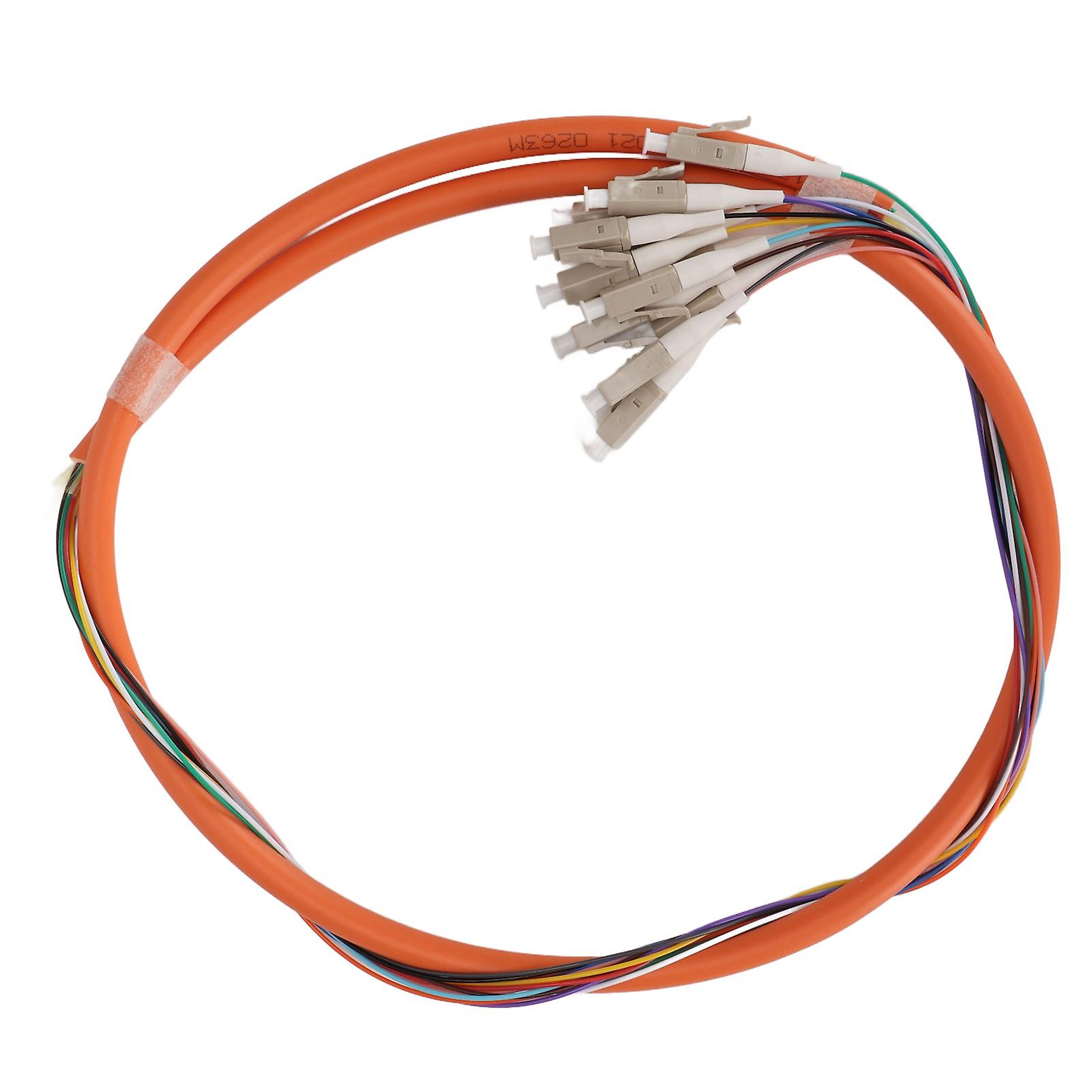 Fiber Optic Cable 1.5meters/1.6yd 12 Strand Multimode Low Insertion Loss Ceramic Ferrule Patch Cord for Telecommunication