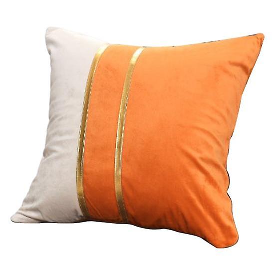 Pillow Case Plush Two-color Splicing Throw Pillow Cover Soft Stylish Decorative Cover with Hidden Zipper for Home