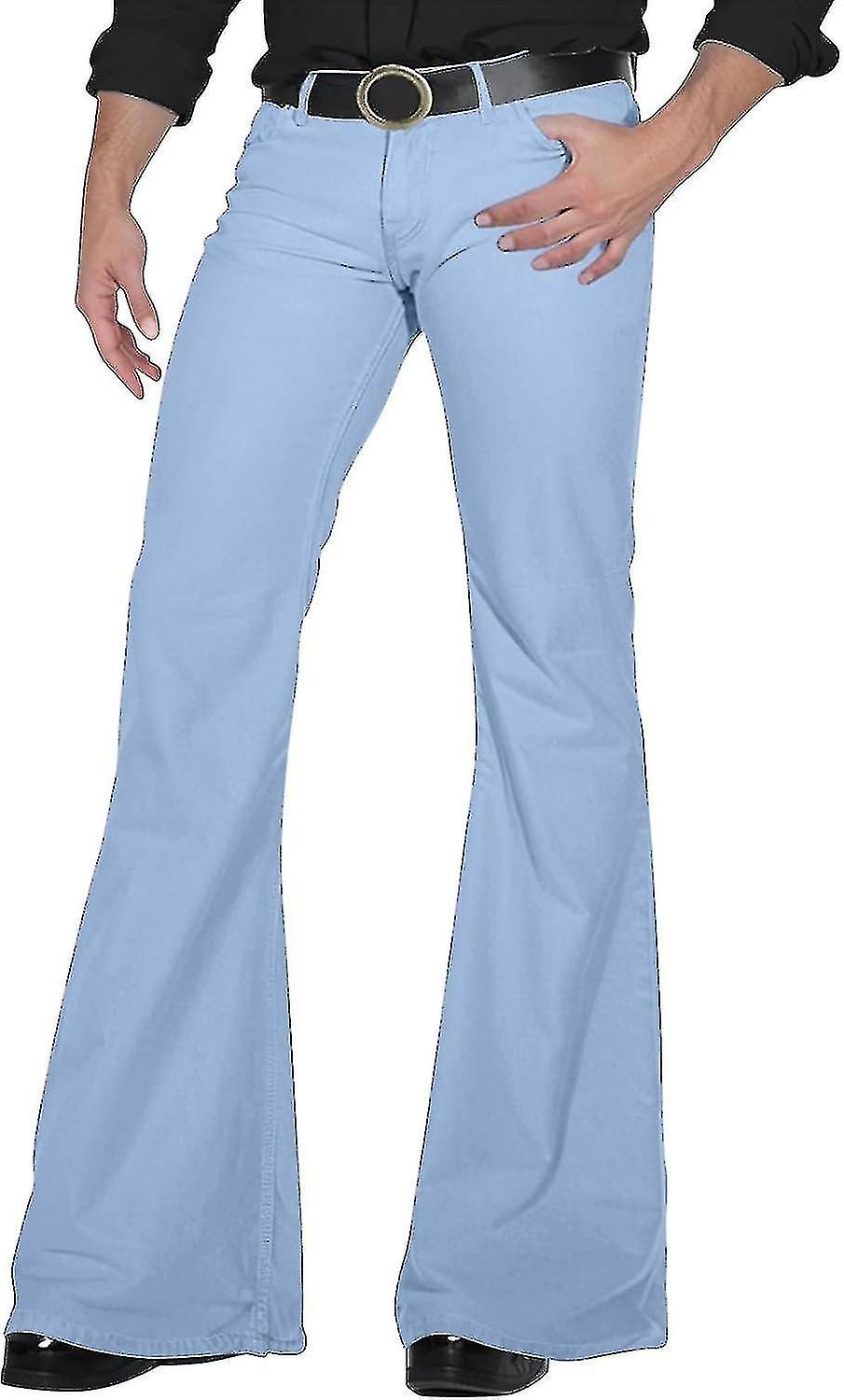 70'ler Disko Pantolon Erkekler için Erkek Bell Alt Kot Pantolon 60'lar 70'ler Çan Bottoms Vintage Denim Pantolon Kot 