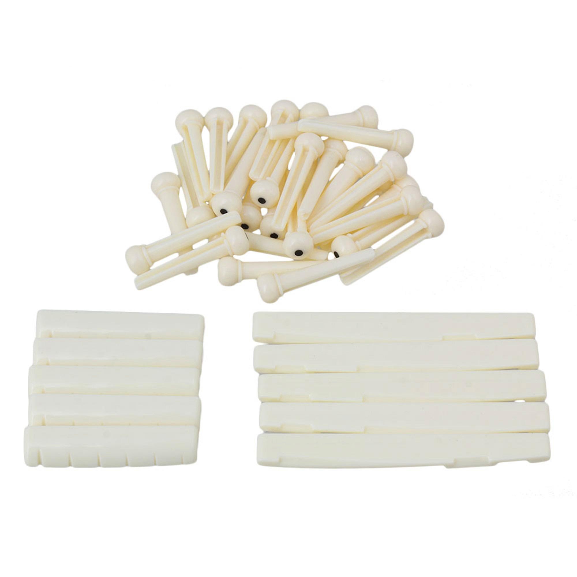 5pcs Guitar Bridge Saddles Nuts Cream for 6 String Acoustic Guitar