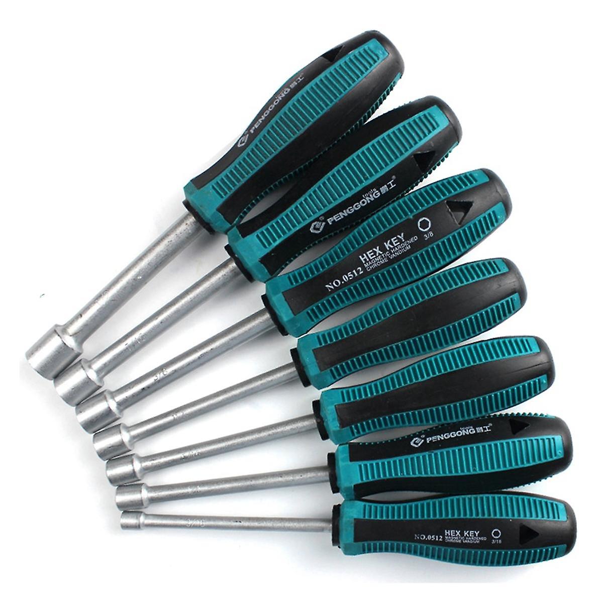 7Pc Socket Screwdriver Steel Socket Driver Wrench Screwdriver Hex Nut Key Hexagonal Screw Driver R