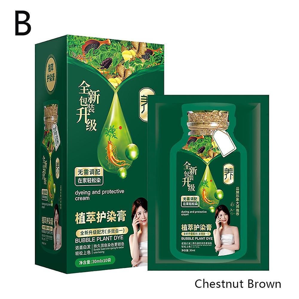 Kit de coloração capilar natural à base de plantas com 10 peças, sem amônia e com antioxidantes para cor duradoura e reparação dos fios. 30ml cada