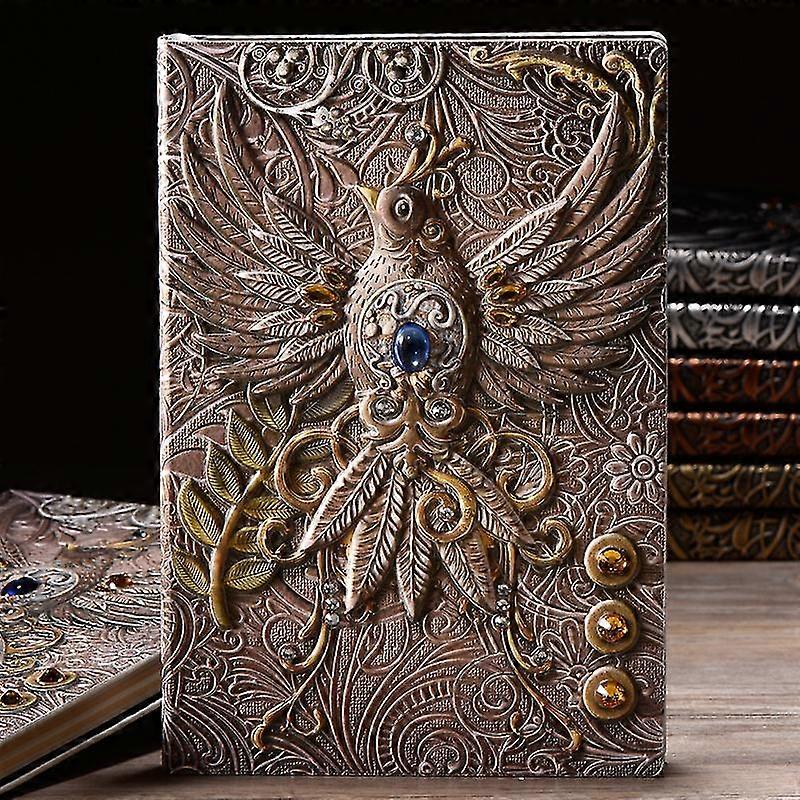 Retro 3d Phoenix Relief Pu Notepad Notebook Travel Diary