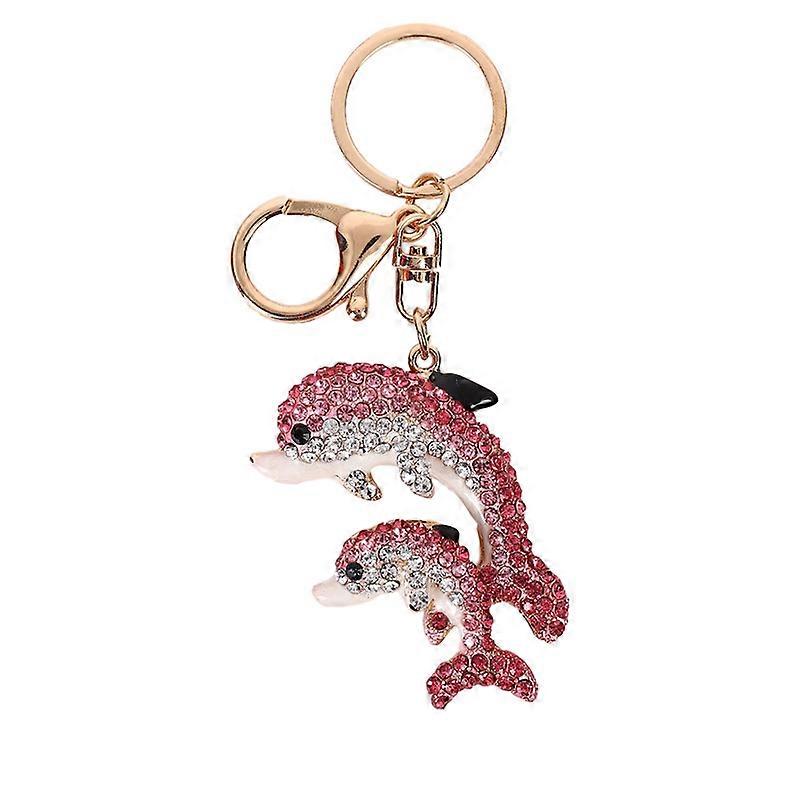 Cute dolphin Rhinestone key ring, key ring pendant, pink