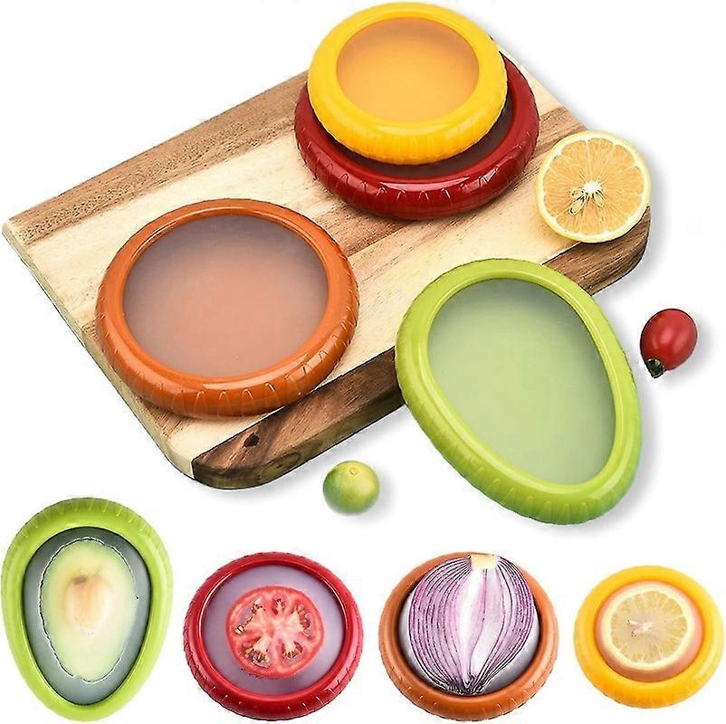 4 Pcs Silicone Fruit Storage Box,Reusable Fruit Vegetable Containers for Fridge Keep Fresh, for Onio