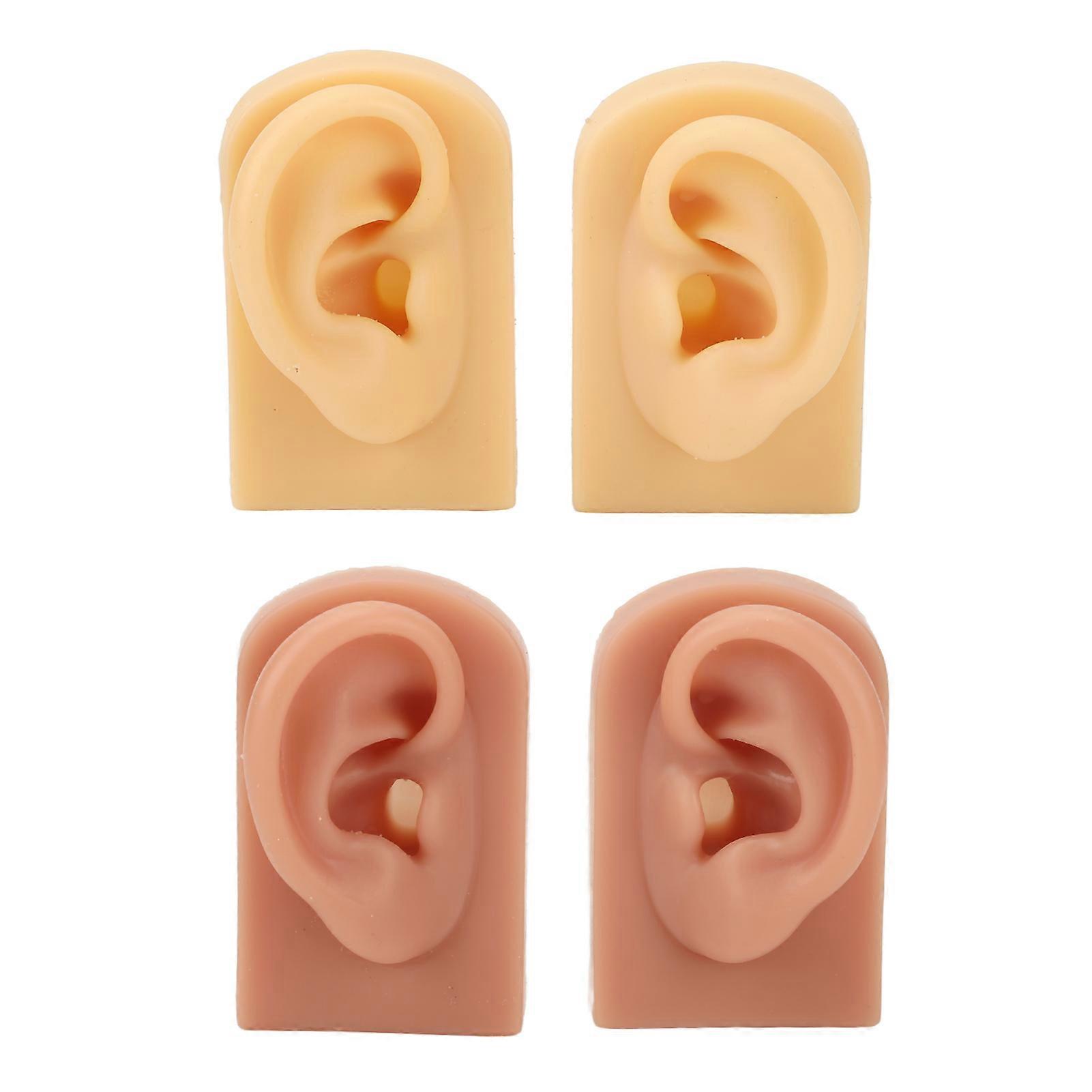 2 Pairs Silicone Ear Model Piercing Practice Reusable 3d Acupuncture Silicone Ear Model