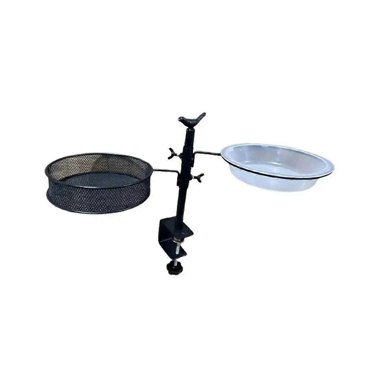 Railing Clamp Bird Feeder Adjustable Height Deck Bird Feeders with Clamp Bird Feeding Station Flower Pot Stand 360Degree