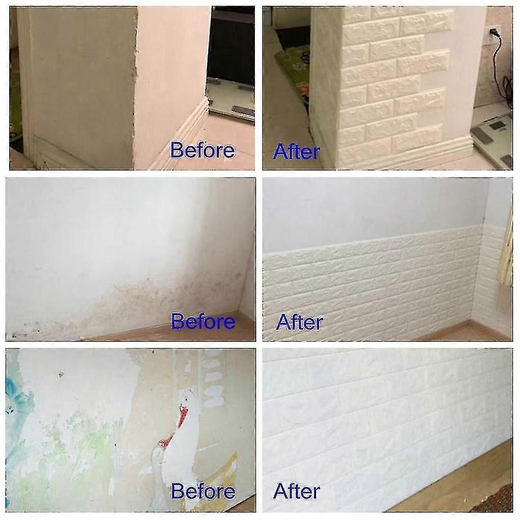 30" X 27" White Brick 3d Wall Panels Peel And Stick Compatible With Living Room