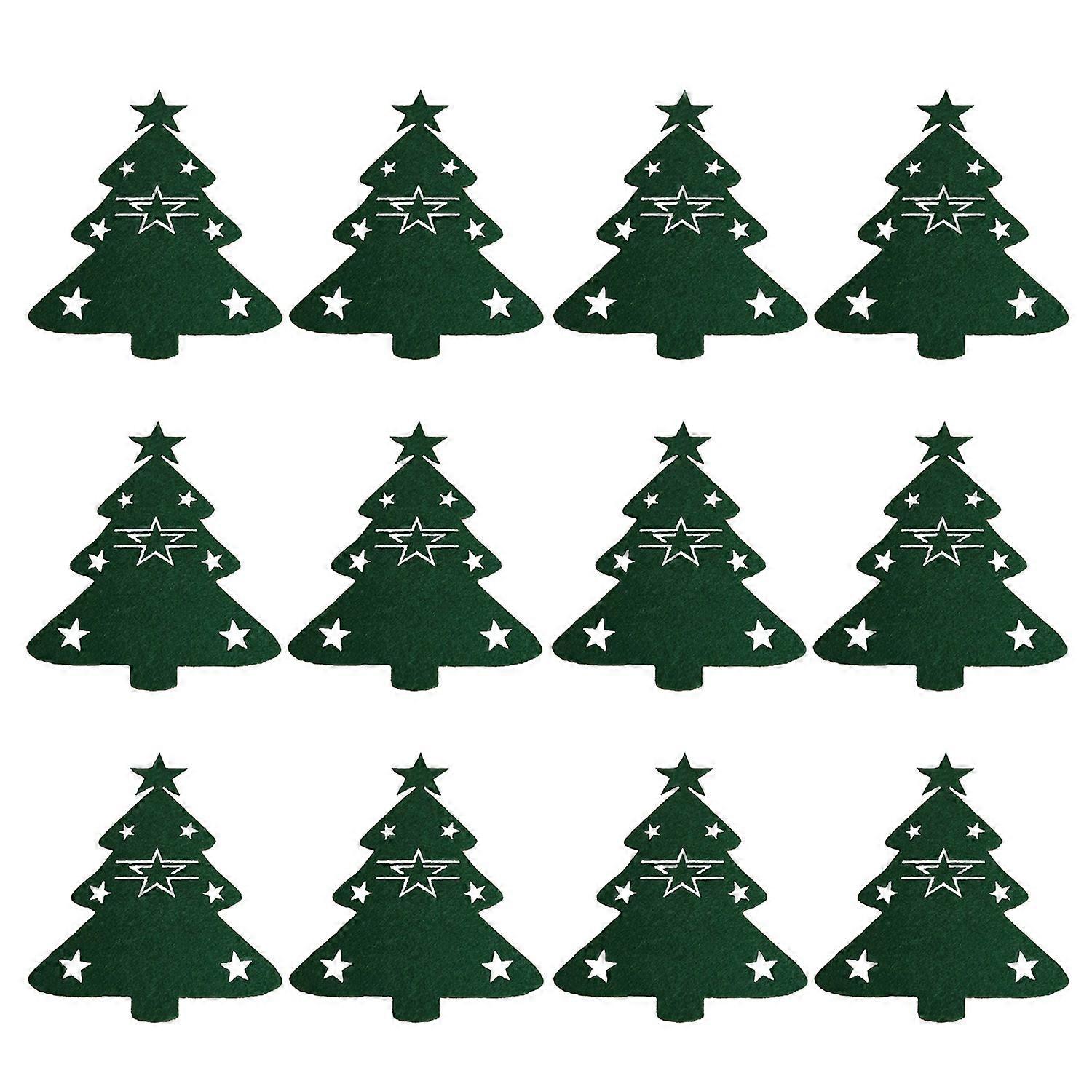 12Pcs Christmas Tableware Holder Flatware Bag Xmas Tree Cutlery Pockets Dinner Knife Fork Covers for