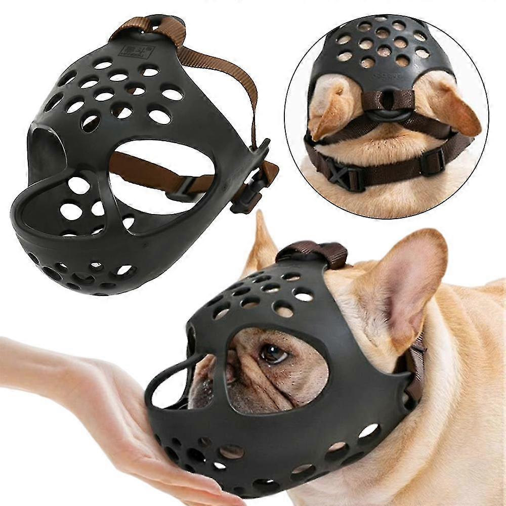 Short Snout Dog Muzzle Silicone Breathable Flat Faced Muzzle for Biting Chewing