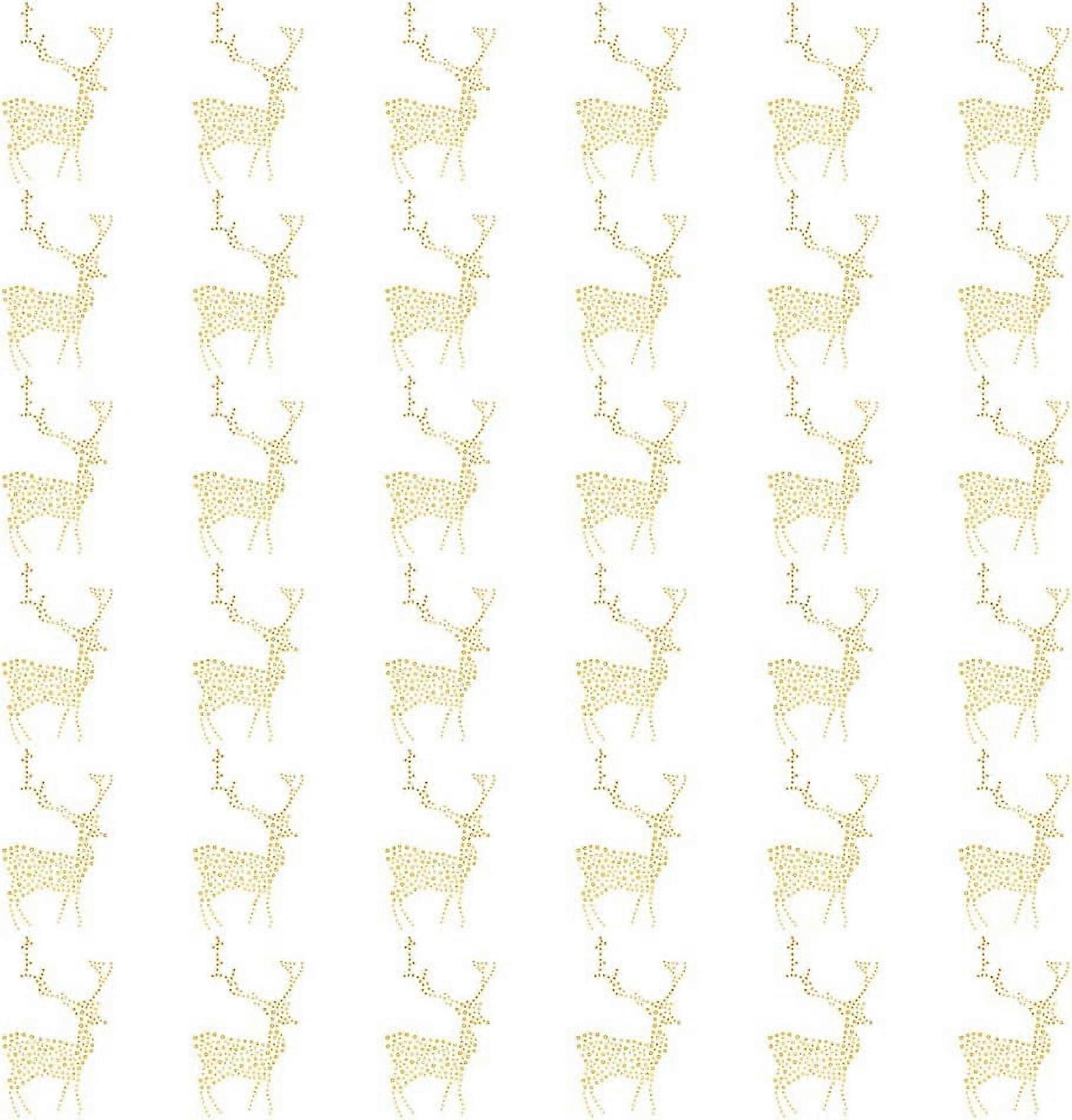 36PCS Deer Iron on Rhinestone Bling Crystal Transfers 1.8x1 inch Gold Deer Pattern Crystal Rhinestone Decals