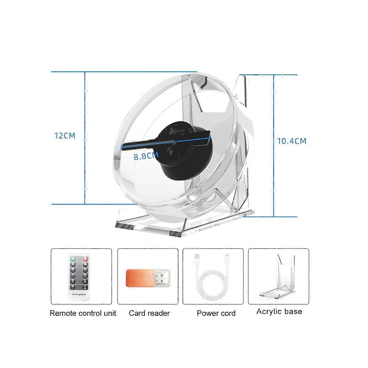 3D Fan Hologram Projector Desktop LED Sign Holographic Lamp Player Remote Display Support Images an