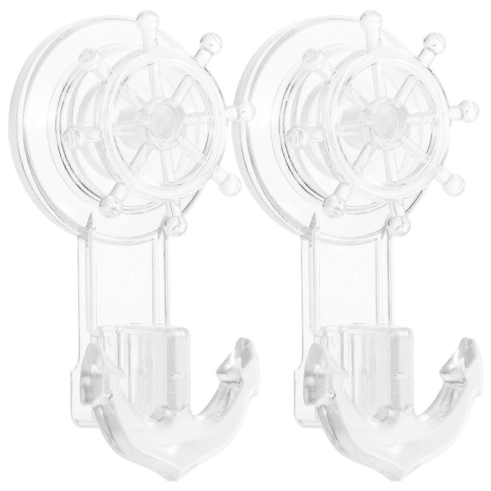 2pcs Rotary Suction Cup Hooks Anchor Rudder Traceless Bathroom Storage Hooks