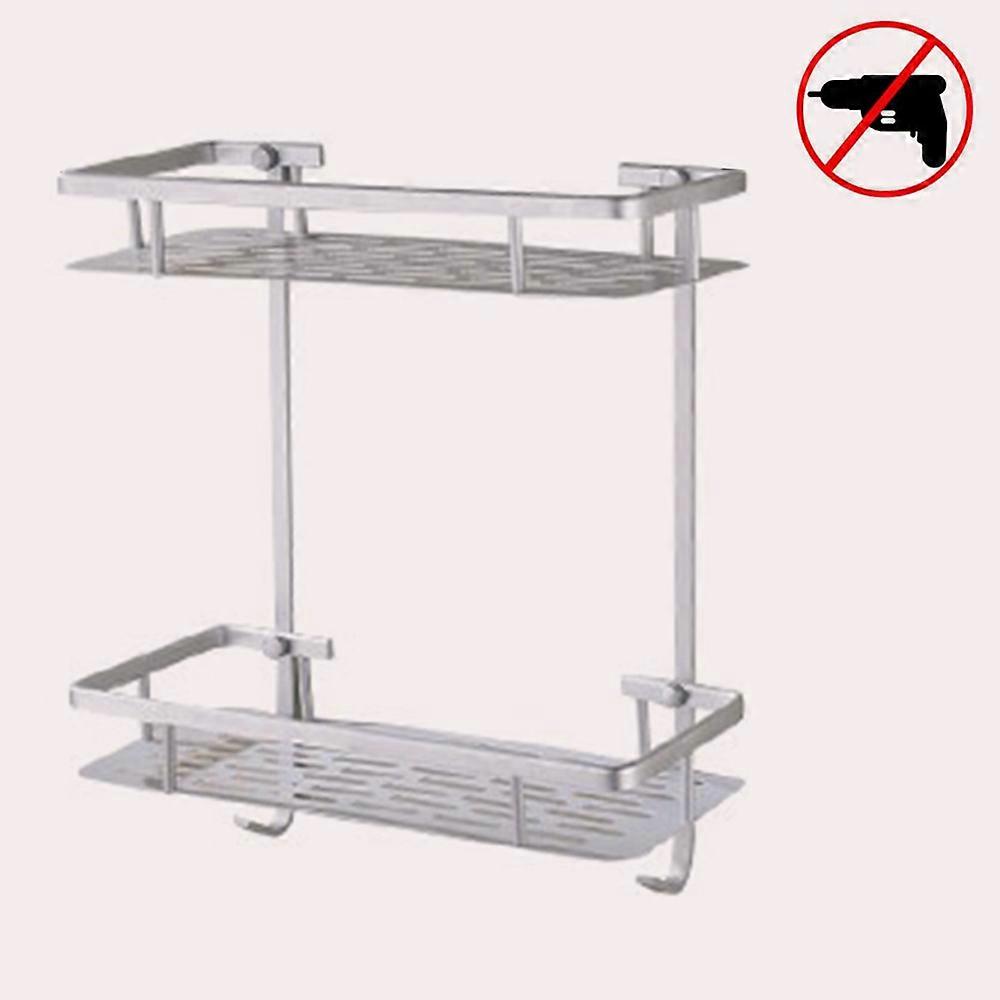 Single/Double Floors Shower Caddy Basket Shelf with Hooks for Hanging Sponge and Razor,Shampoo Holder Organizer,No Drilling Adhesive Wall Mounted Bath