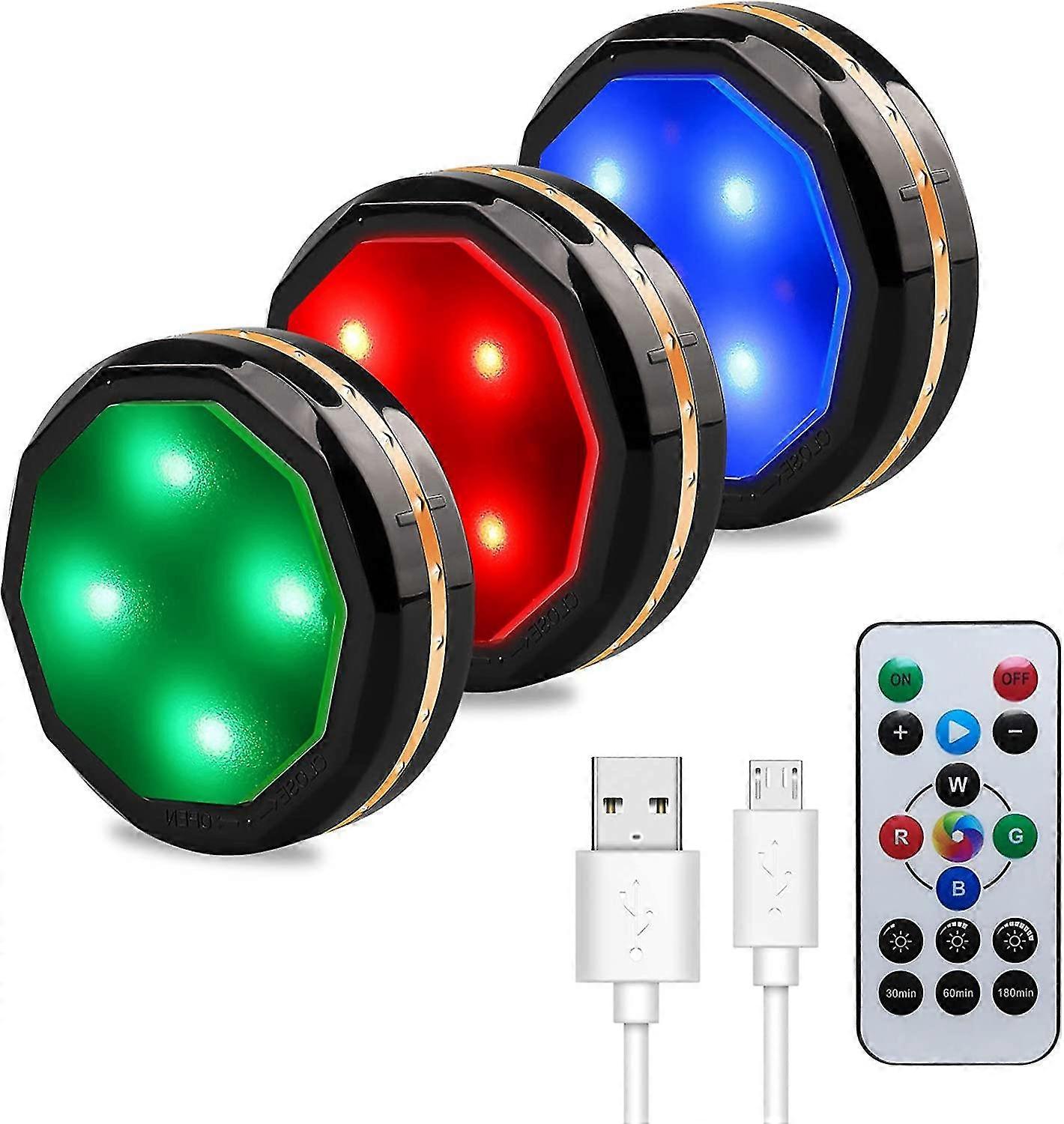 LED Under Cabinet Lighting Rechargeable Wireless Puck Lights Closet Lights with Remote Control 3 Pack