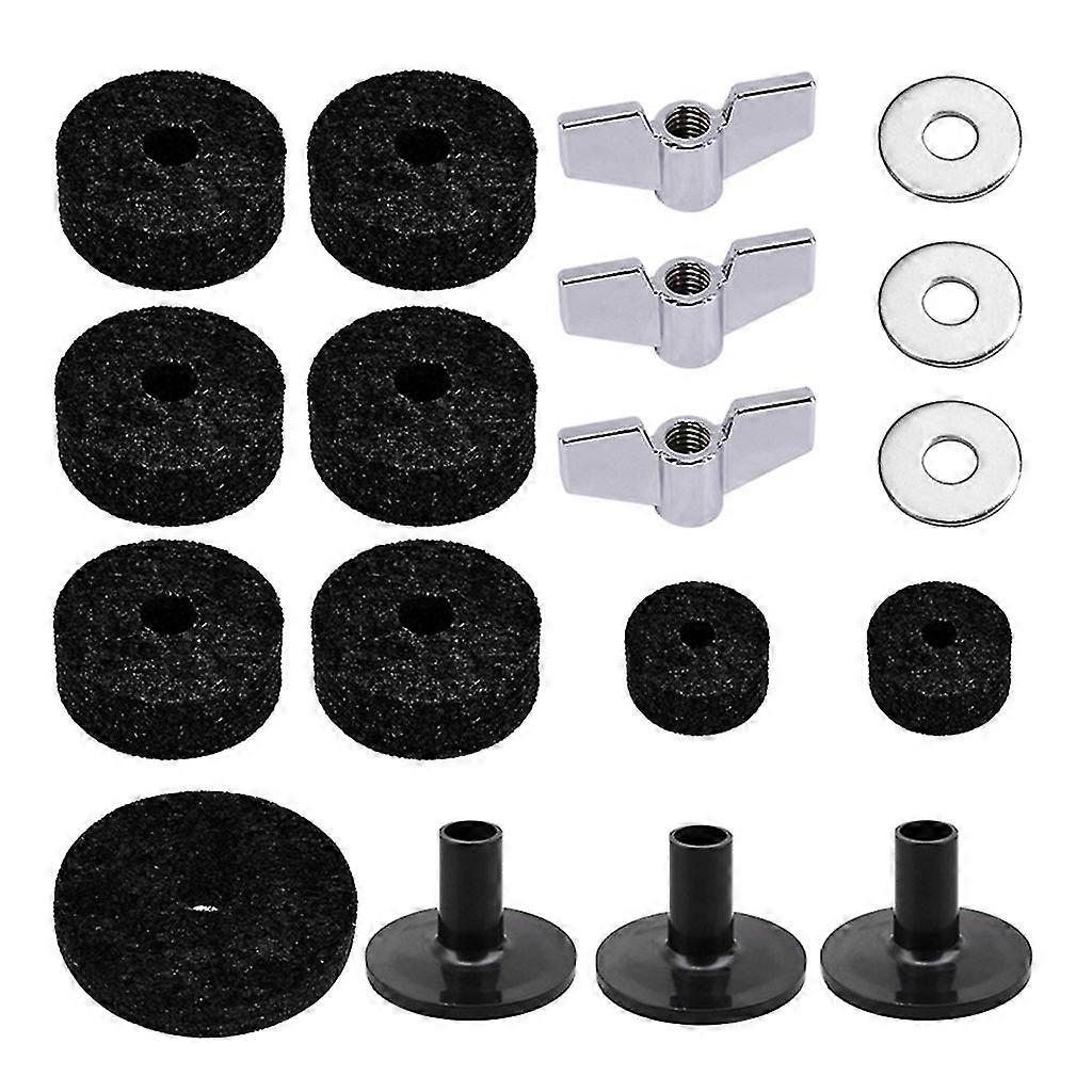 18 Pieces/set Practical Drum Set Cymbal Felts+sleeves+wing Nuts+washers Set