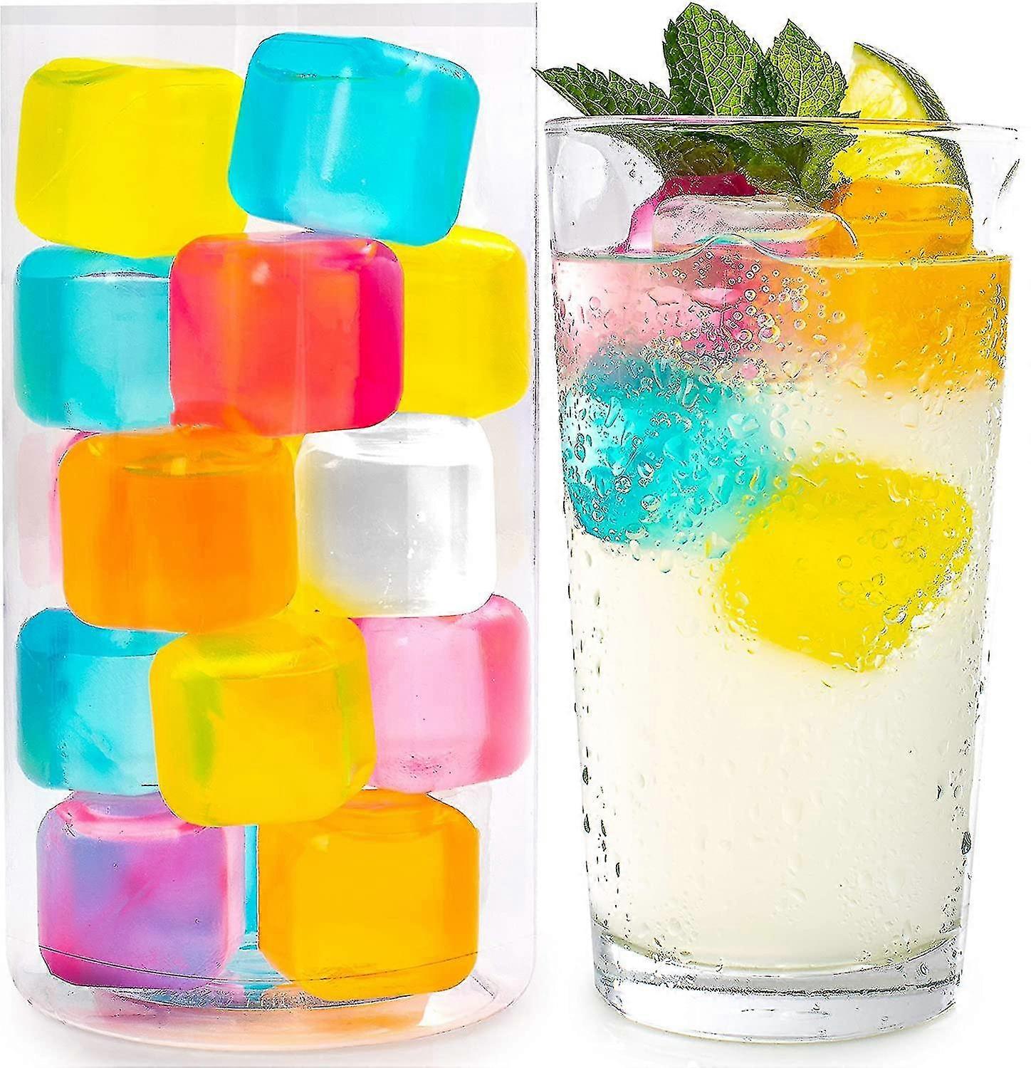 Reusable Ice Cubes For Drinks - Chills Drinks Without Diluting Them - Made From Bpa Free Plastic - Refreezable, Washable, Quick And Easy To Use - Pack