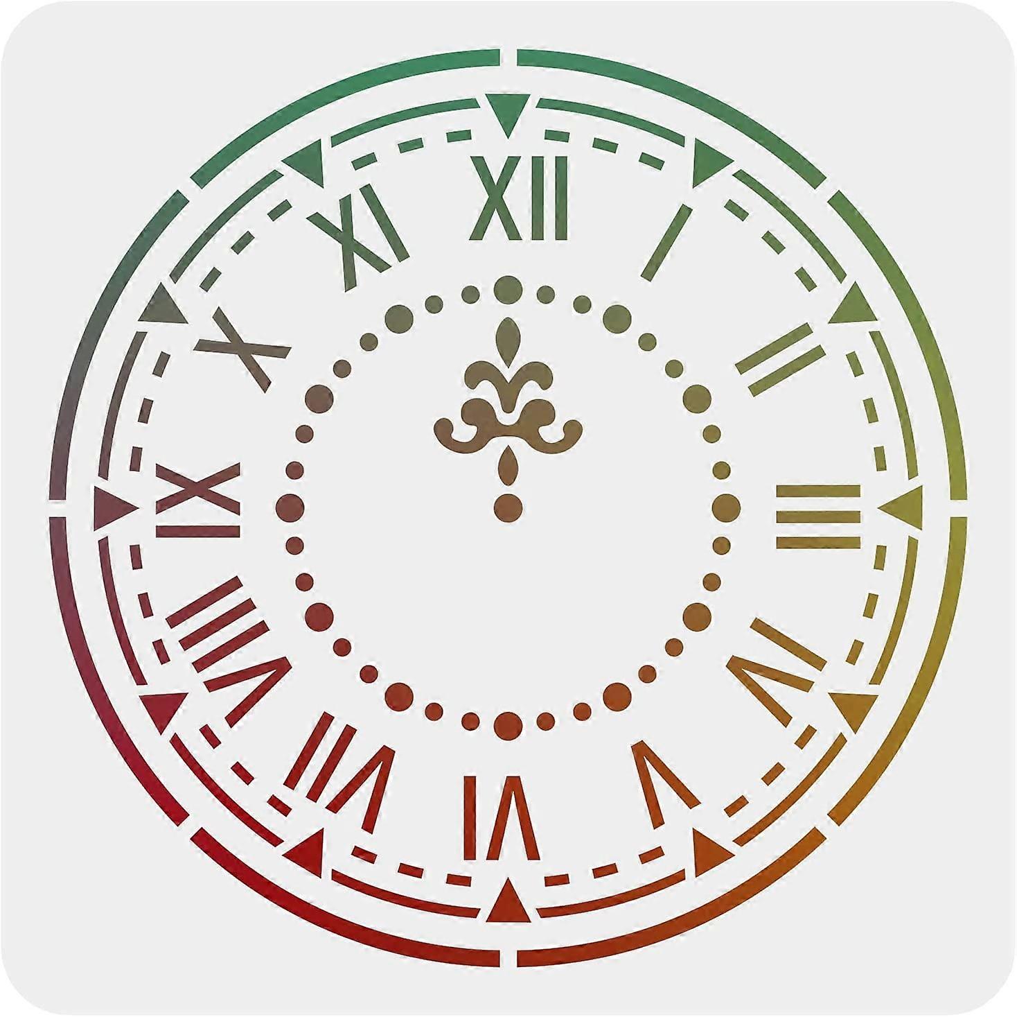 Square Ornate Clock Painting Stencil Template Reusable DIY Stencil Template for Home Decor White