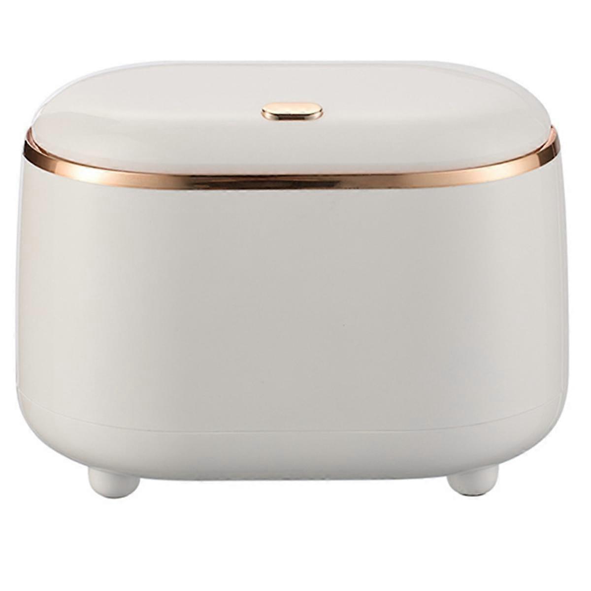 Press-Type Desktop Small Trash Can with Lid,Small Storage Bucket Tiny Desktop Waste Garbage Bin,Whi