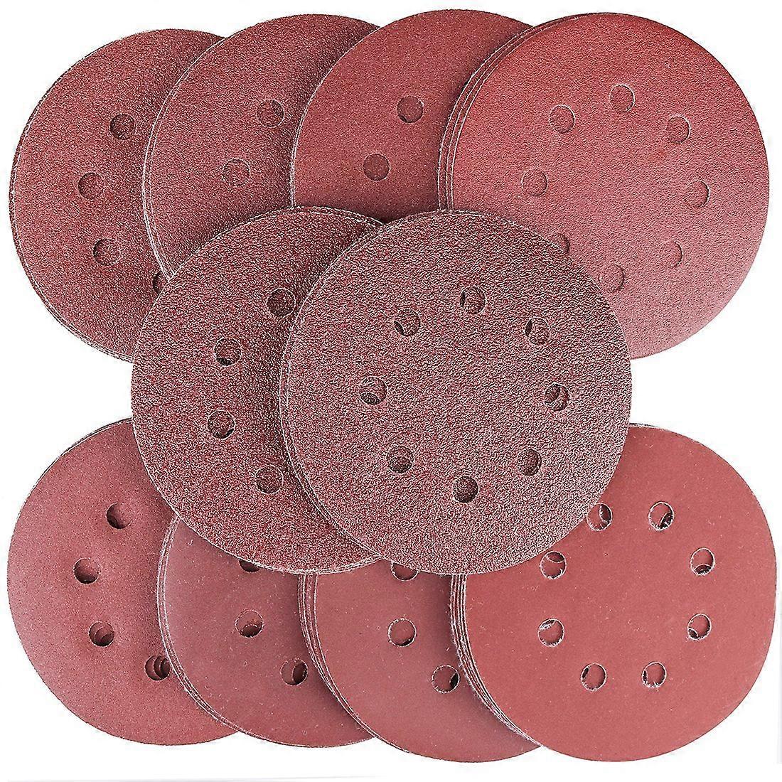 80PCS Sanding Discs Pads, 40 60 80 100 120 150 180 240 320 400 Grits 8-Holes Sandpaper Assorted for