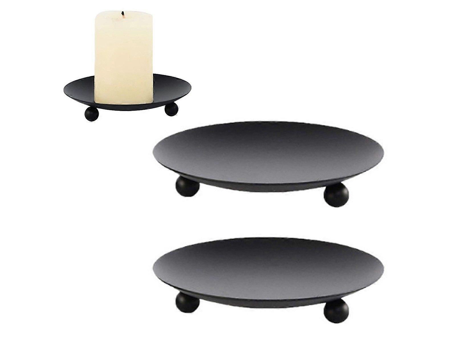 2Pcs 9cm Round Tea Light Candle Holder Decorative Candle Iron Plate