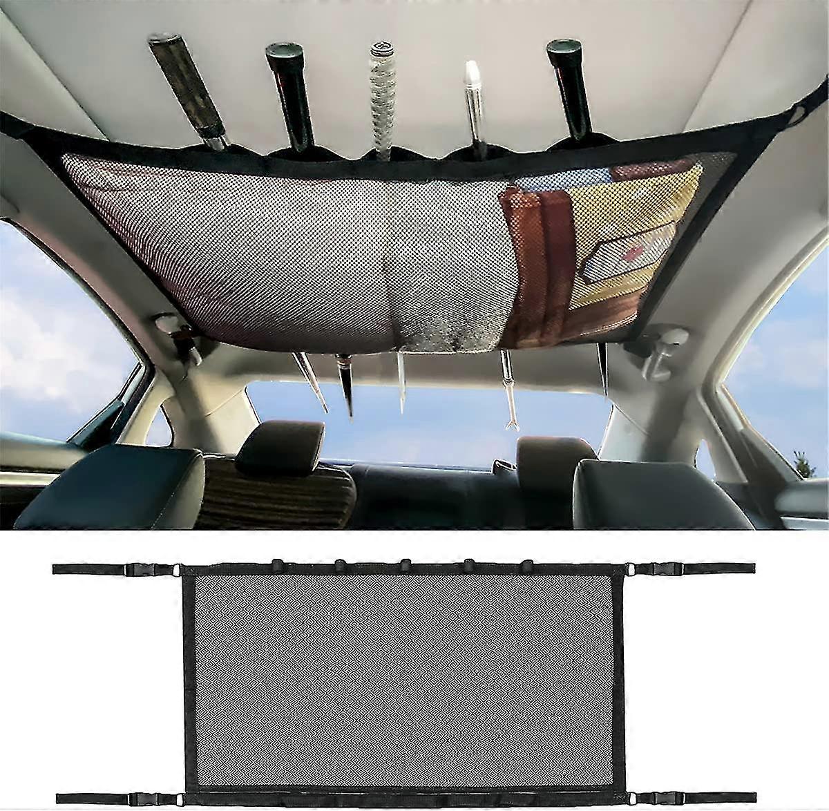 Bil fiskespöhållare Mångsidig Bil tak Lagring Netto Fordons fiskestång Fiskestång Hållare Justerbar Polyester Fiskestång Lagring Rac