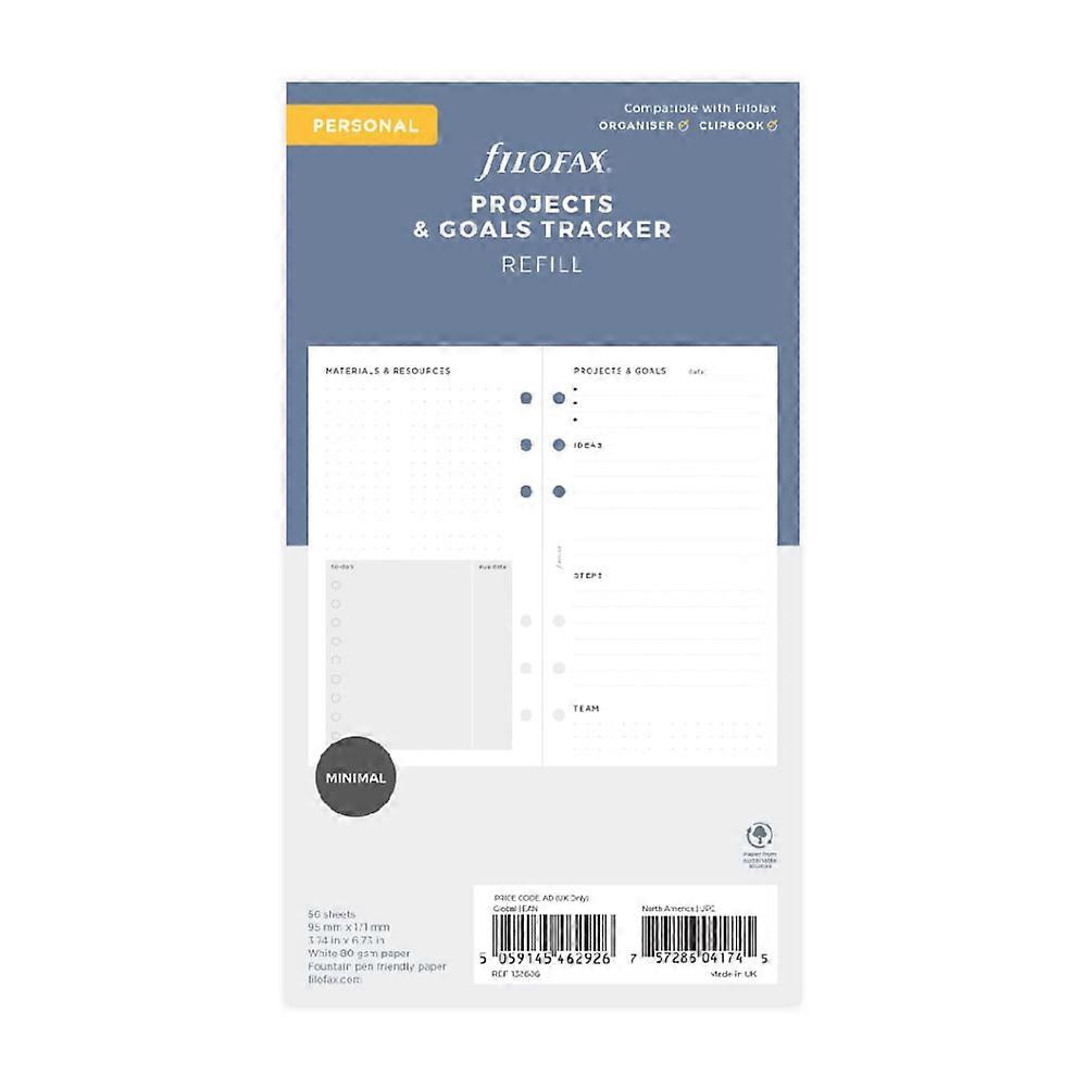 Filofax Personal Project Management Refill Premium Quality Organiser Refill