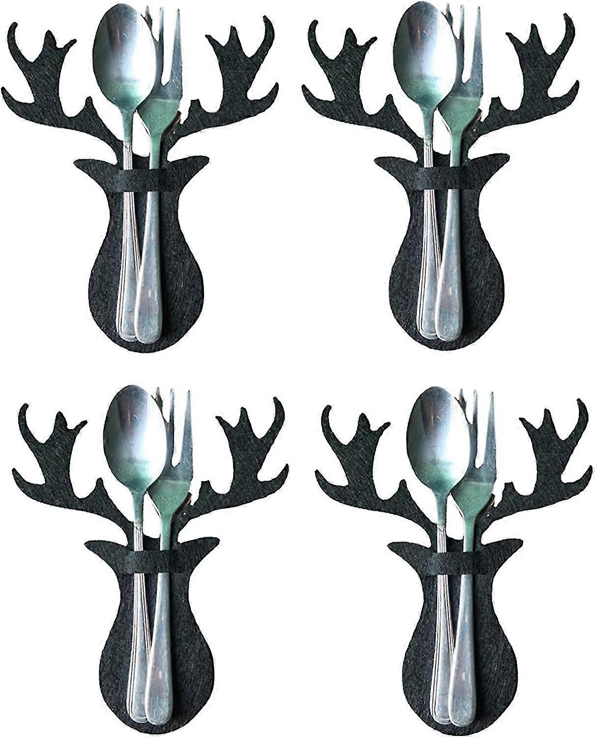 8 Pcs Christmas Elk Cutlery Pockets