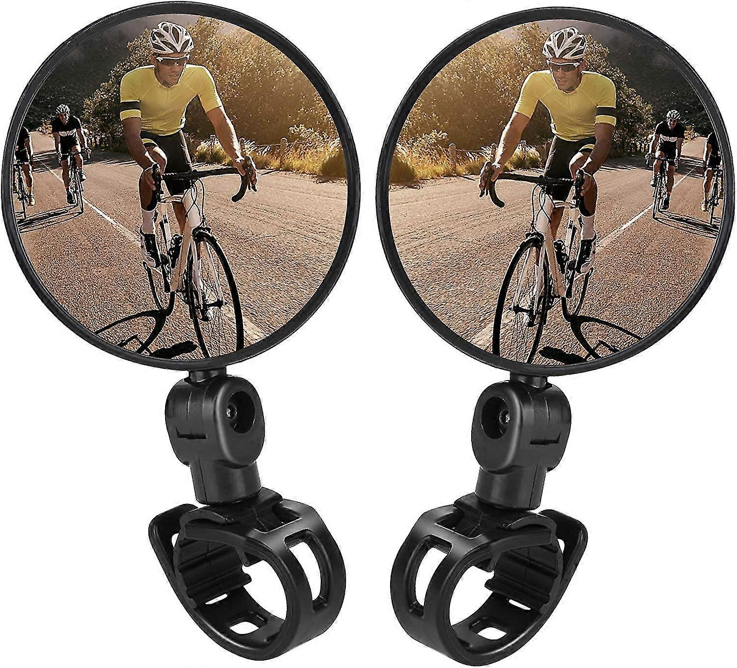 2pcs Bicycle Cycling Rear View Mirrors Adjustable Rotatable Handlebar Mounted Plastic Convex Mirror