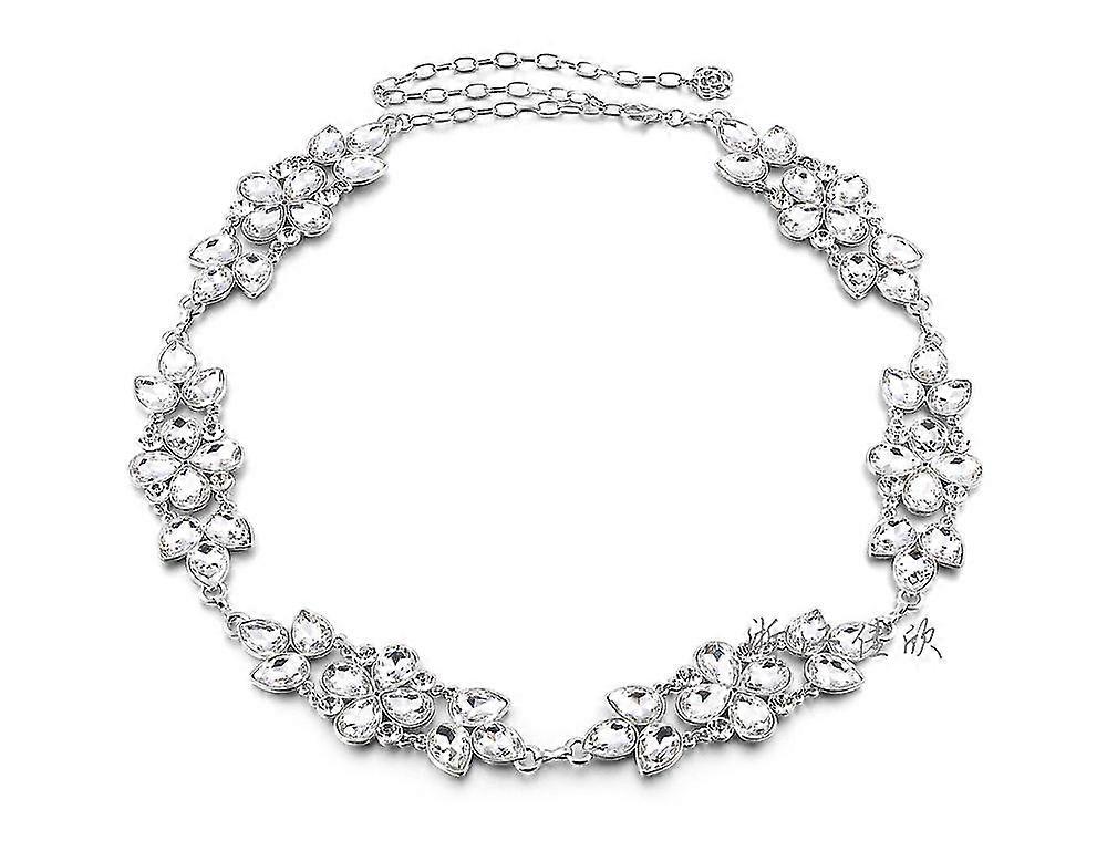 Jinxiu Womens Waist Chain Belt With Diamante Rhinestone Fastening Stylish Clasp For Casual, Semi Formal, Western Outfits,1pcssilver