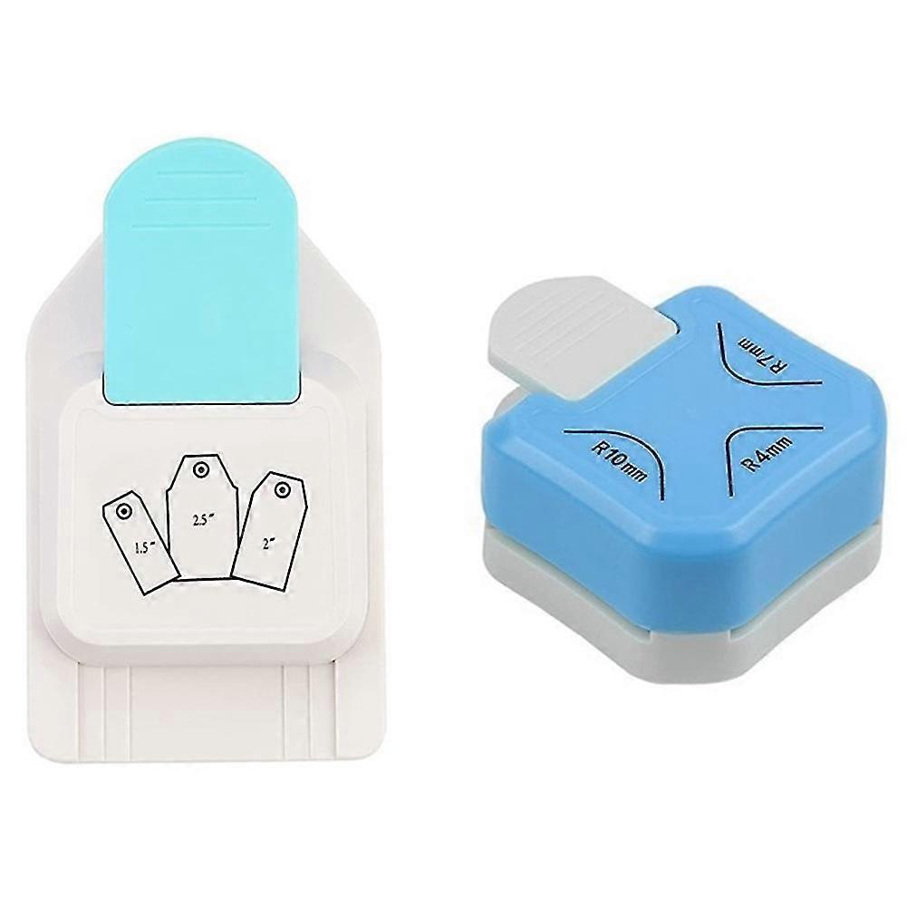 2 Pcs Label Hole Punch 3-in-1 Tag Bookmark Embosser 1.5, 2 Or 2.5 Inch Tag With R4/r7/r10 Round Cor