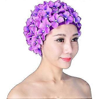 Women"s Vintage Floral Breathable Swim Cap - Petals
