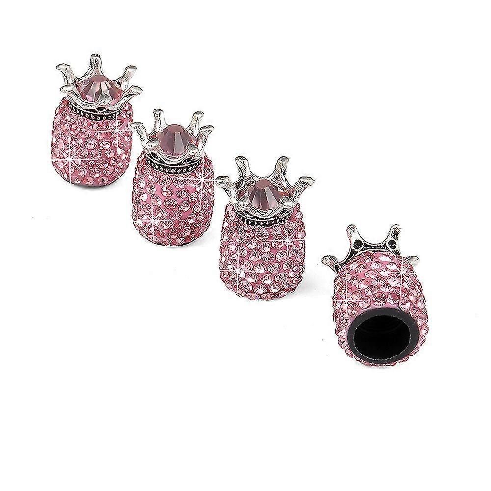 Tyre Dust Caps, Rhinestone Tire Valve Caps Universal Tire Caps For Car Motorcycle Bike (4pcs, Pink)