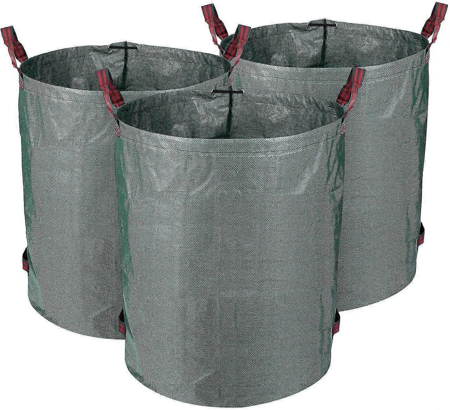 3 X 300l Garden Bag Solid Pe Garden Waste Bag - Freestanding And Collapsible - Garbage Bags For Garden Waste Green Lawn Foliage Cutter - Reusable