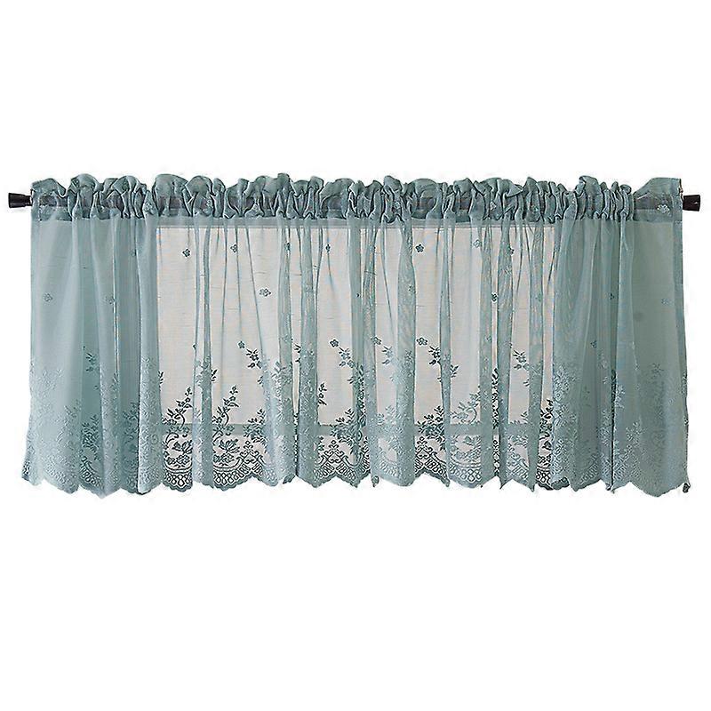 Kitchen Window Valance Lace Curtains, 137*61cm (2pcs Blue)