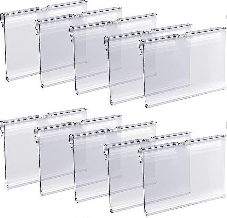 50pcs Clear Plastic Label Holder Wire Shelf Retail Price Label Clip On Basket Merchandise Sign Display Sign