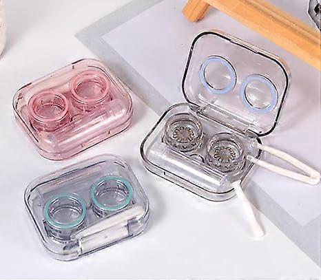Contact Lens Case,Colorful Contact Lens Box Left/Right Eyes Holder Container,Mini Contact Lens Case With Tweezers Remover Tool (3 Pack)