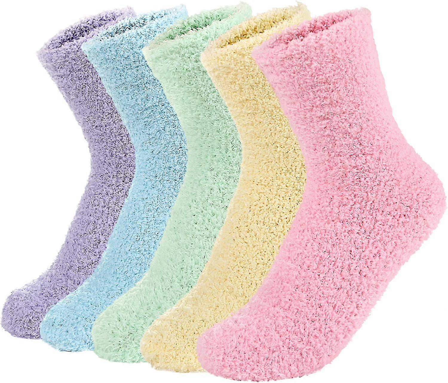 5 Pairs Women Warm Super Soft Plush Slipper Sock Winter Fluffy Microfiber Crew Socks Casual Home Sleeping Fuzzy Cozy Sock