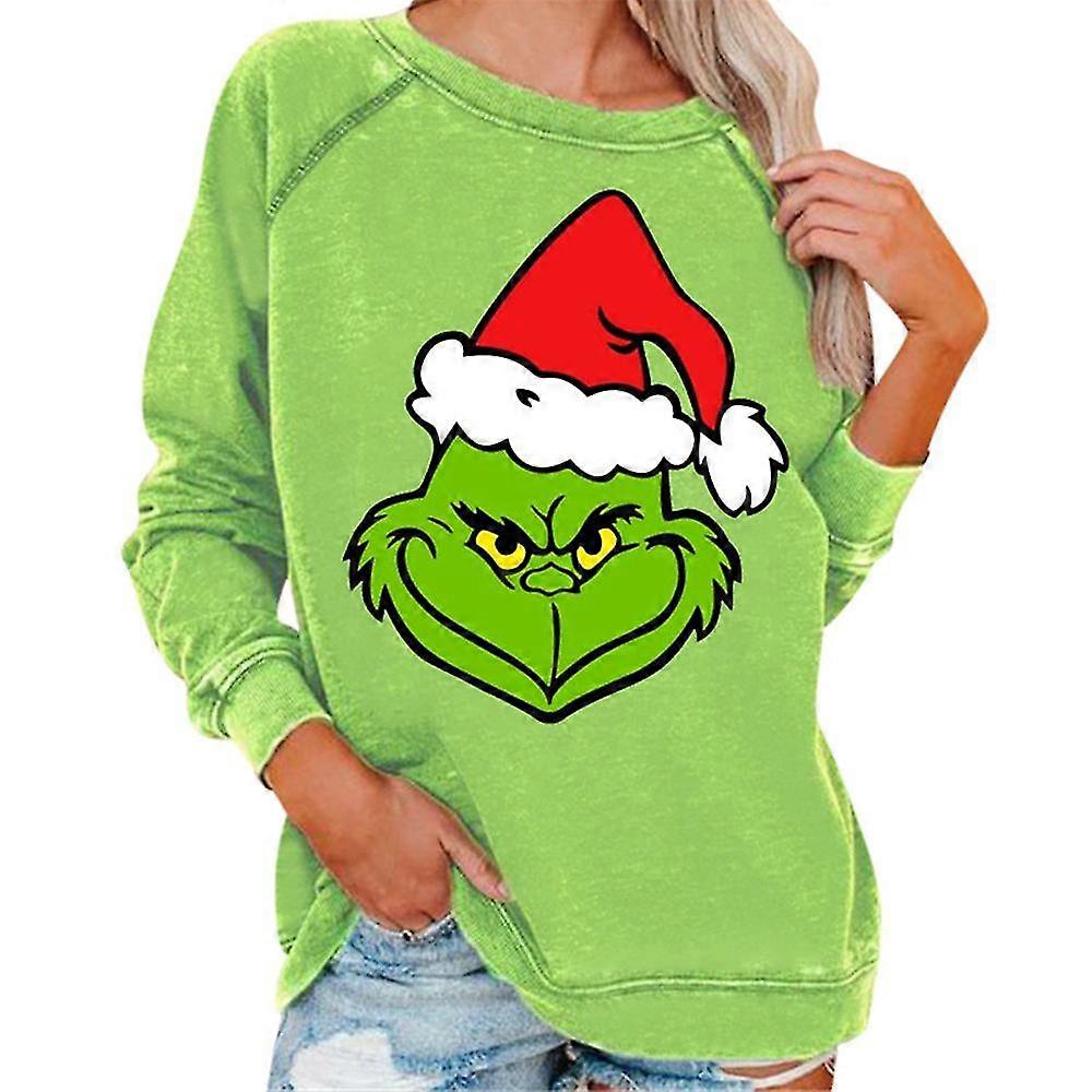نساء عيد الميلاد و Grinch المطبوعة سويت شيرت عارضة قمم بلوفر