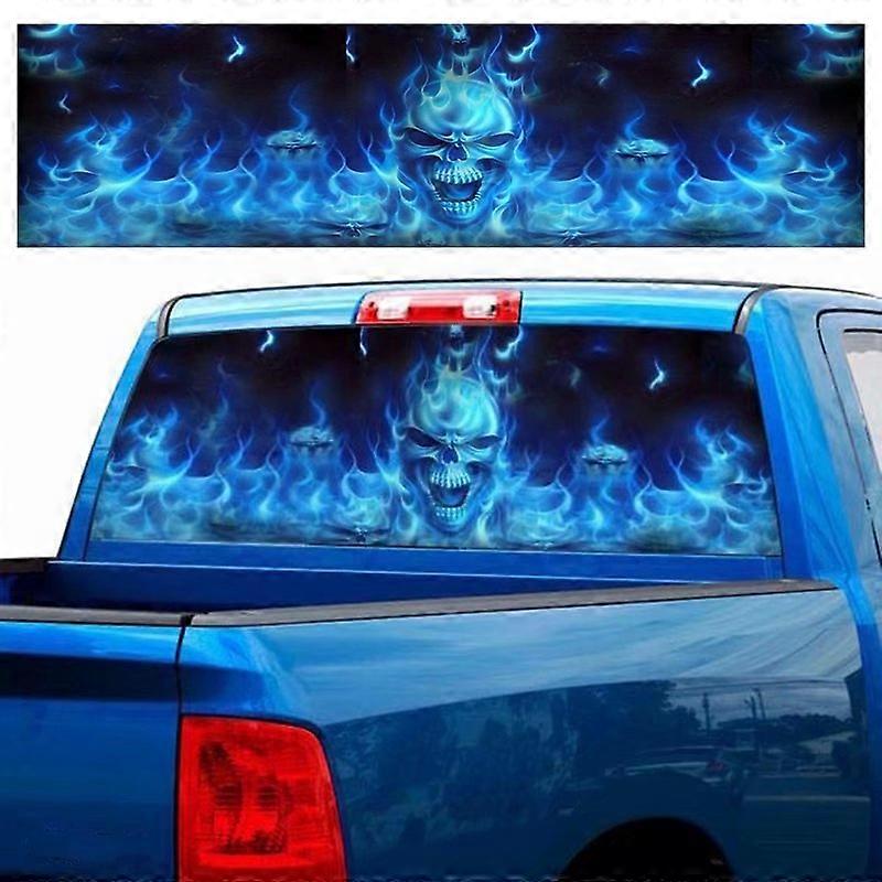 Burning Skull Car Rear Window Sticker D-738