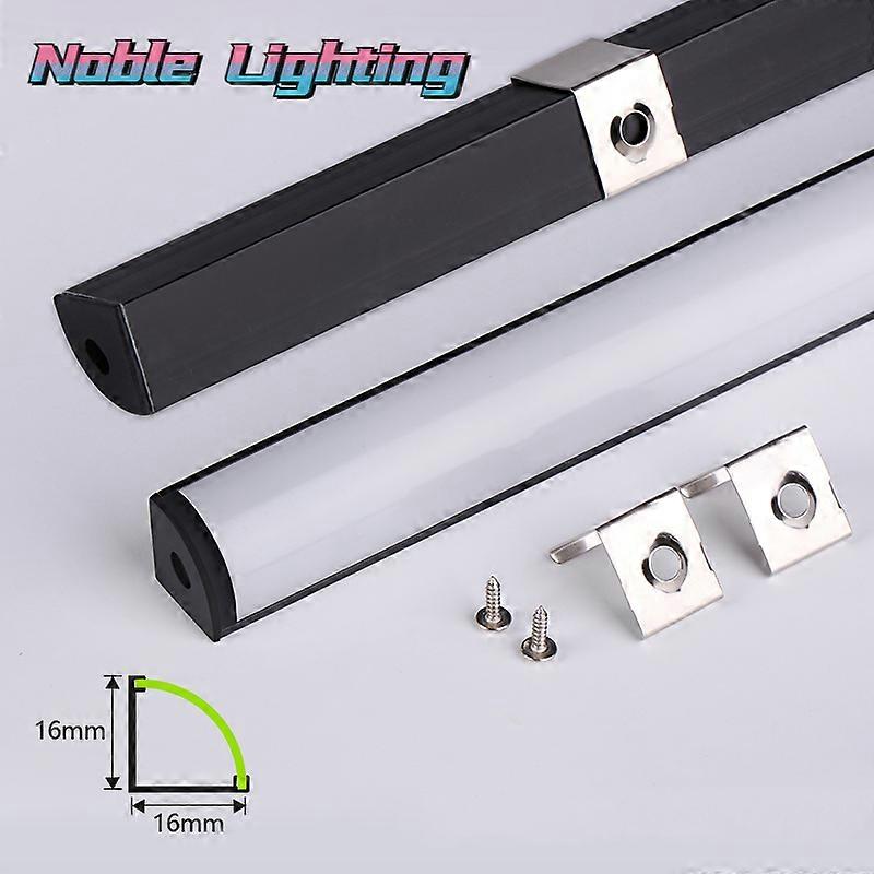 0,5 m/Stück V-Typ-LED-Schwarz-Aluminium-Profil mit milchigem Abdeckkanal-Diffusor-Wanddekor Eckschrank Bar-Line-Rohr-Streifenlicht