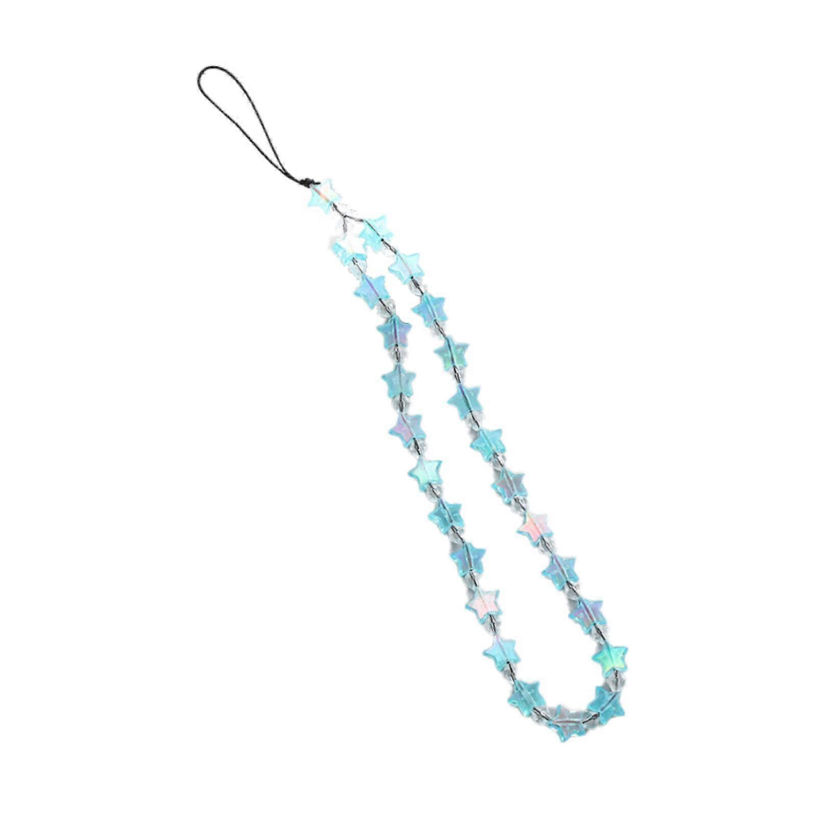 Beaded Phone Charms Strap Wallet Lady Bracelet Keychain Backpack Phone Chain Blue