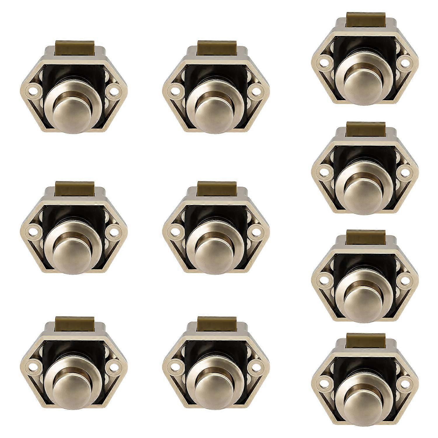 10PCS Mini Push Button Drawer Cupboard Door Catch Lock Caravan Motorhome Nickel Boat Lock Knob