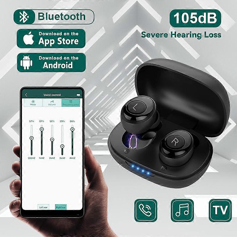 Wiederaufladbares Hörgerät Digitale Hörgeräte Bluetooth Wireless Kopfhörer Ohr Unsichtbarer Klangverstärker für ältere Taubheit