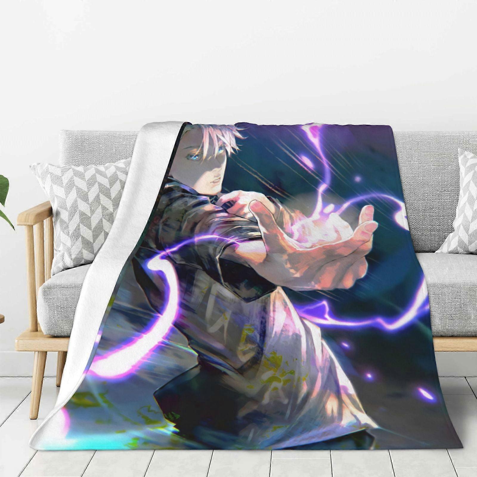 Jujutsu Kaisen Flannel Blanket 3d Printing Anime Throw Blanket Unisex Super Soft Plush Blanket For Bedding Sofa 40&quot;-KDE33507
